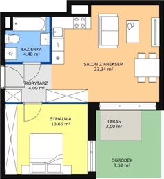 2 pokoje, mieszkanie 45,59 m², parter, oferta nr 3C-0-2, Naramowice Odnova, Poznań, Naramowice, ul. Bielicowa