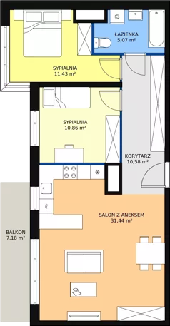 3 pokoje, mieszkanie 69,21 m², piętro 3, oferta nr 3C-3-4, Naramowice Odnova, Poznań, Naramowice, ul. Bielicowa