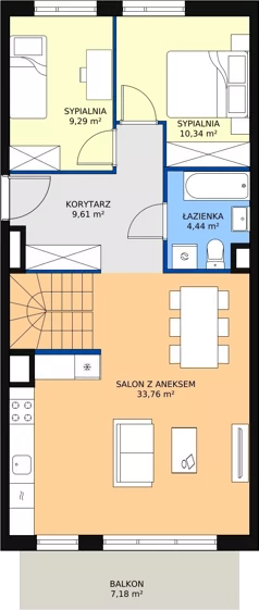 3 pokoje, mieszkanie 89,44 m², piętro 4, oferta nr 3E-4-1, Naramowice Odnova, Poznań, Naramowice, ul. Bielicowa