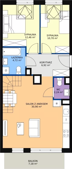 3 pokoje, mieszkanie 86,67 m², piętro 4, oferta nr 3F-4-3, Naramowice Odnova, Poznań, Naramowice, ul. Bielicowa