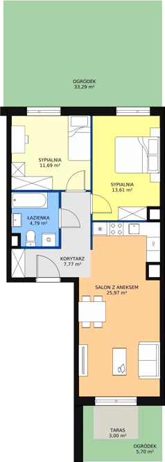 3 pokoje, mieszkanie 63,71 m², parter, oferta nr 4A-0-1, Naramowice Odnova, Poznań, Naramowice, ul. Bielicowa