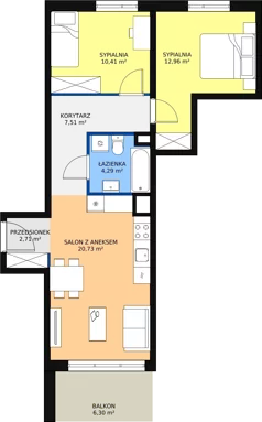 3 pokoje, mieszkanie 58,44 m², piętro 2, oferta nr 4A-2-5, Naramowice Odnova, Poznań, Naramowice, ul. Bielicowa