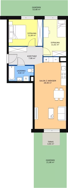 3 pokoje, mieszkanie 64,09 m², parter, oferta nr 4B-0-1, Naramowice Odnova, Poznań, Naramowice, ul. Bielicowa