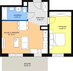 2 pokoje, mieszkanie 49,13 m², piętro 1, oferta nr 4B-1-2, Naramowice Odnova, Poznań, Naramowice, ul. Bielicowa