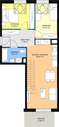 3 pokoje, mieszkanie 81,47 m², piętro 4, oferta nr 4B-4-1, Naramowice Odnova, Poznań, Naramowice, ul. Bielicowa