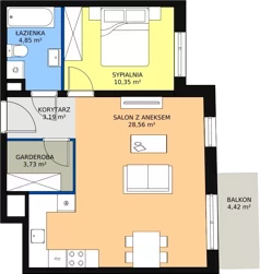 2 pokoje, mieszkanie 50,80 m², piętro 1, oferta nr 4C-1-4, Naramowice Odnova, Poznań, Naramowice, ul. Bielicowa