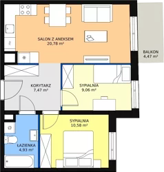 3 pokoje, mieszkanie 52,87 m², piętro 1, oferta nr 4C-1-5, Naramowice Odnova, Poznań, Naramowice, ul. Bielicowa