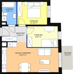 3 pokoje, mieszkanie 53,88 m², piętro 1, oferta nr 4C-1-6, Naramowice Odnova, Poznań, Naramowice, ul. Bielicowa