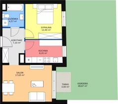 2 pokoje, mieszkanie 49,56 m², parter, oferta nr 4D-0-1, Naramowice Odnova, Poznań, Naramowice, ul. Bielicowa