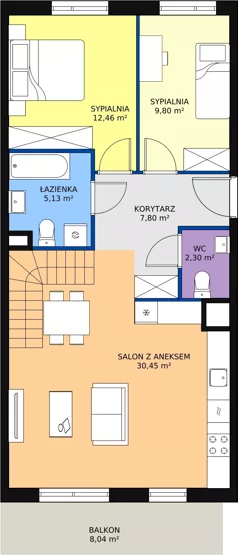 3 pokoje, mieszkanie 87,49 m², piętro 4, oferta nr 4D-4-3, Naramowice Odnova, Poznań, Naramowice, ul. Bielicowa