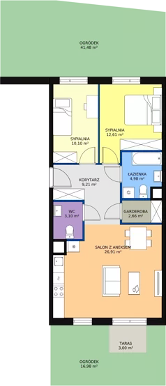 3 pokoje, mieszkanie 69,66 m², parter, oferta nr 4E-0-1, Naramowice Odnova, Poznań, Naramowice, ul. Bielicowa