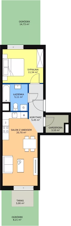 2 pokoje, mieszkanie 45,84 m², parter, oferta nr 4E-0-3, Naramowice Odnova, Poznań, Naramowice, ul. Bielicowa
