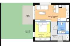 2 pokoje, mieszkanie 42,86 m², parter, oferta nr 5A-0-1, Naramowice Odnova II, Poznań, Naramowice, ul. Bielicowa