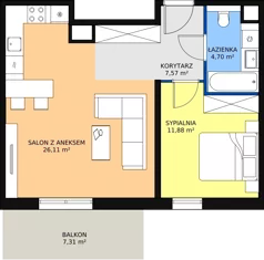 2 pokoje, mieszkanie 50,66 m², piętro 1, oferta nr 5A-1-2, Naramowice Odnova II, Poznań, Naramowice, ul. Bielicowa
