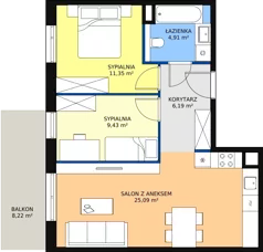 3 pokoje, mieszkanie 57,06 m², piętro 1, oferta nr 6C-1-7, Naramowice Odnova II, Poznań, Naramowice, ul. Bielicowa