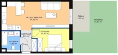 2 pokoje, mieszkanie 41,31 m², piętro 2, oferta nr 5C-2-1, Naramowice Odnova II, Poznań, Naramowice, ul. Bielicowa