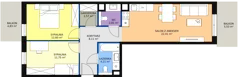3 pokoje, mieszkanie 64,46 m², piętro 2, oferta nr 6D-2-1, Naramowice Odnova II, Poznań, Naramowice, ul. Bielicowa