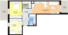3 pokoje, mieszkanie 62,51 m², piętro 2, oferta nr 6E-2-1, Naramowice Odnova II, Poznań, Naramowice, ul. Bielicowa