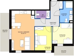 3 pokoje, mieszkanie 70,78 m², piętro 2, oferta nr 6E-2-3, Naramowice Odnova II, Poznań, Naramowice, ul. Bielicowa