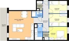 4 pokoje, mieszkanie 87,50 m², piętro 1, oferta nr 6F-1-1, Naramowice Odnova II, Poznań, Naramowice, ul. Bielicowa