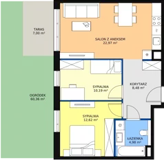 3 pokoje, mieszkanie 59,24 m², parter, oferta nr 6G-0-2, Naramowice Odnova II, Poznań, Naramowice, ul. Bielicowa