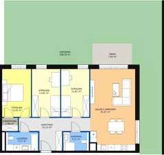 4 pokoje, mieszkanie 90,49 m², parter, oferta nr 7A-0-2, Naramowice Odnova II, Poznań, Naramowice, ul. Bielicowa