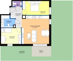 3 pokoje, mieszkanie 67,09 m², parter, oferta nr 7A-0-5, Naramowice Odnova II, Poznań, Naramowice, ul. Bielicowa