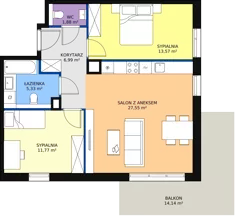 3 pokoje, mieszkanie 67,13 m², piętro 1, oferta nr 7A-1-5, Naramowice Odnova II, Poznań, Naramowice, ul. Bielicowa