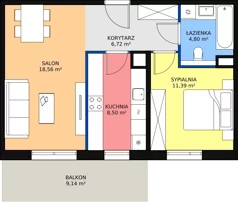 2 pokoje, mieszkanie 50,36 m², piętro 2, oferta nr 7C-2-1, Naramowice Odnova II, Poznań, Naramowice, ul. Bielicowa