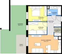 3 pokoje, mieszkanie 57,25 m², parter, oferta nr 7D-0-2, Naramowice Odnova II, Poznań, Naramowice, ul. Bielicowa