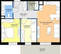 3 pokoje, mieszkanie 57,25 m², piętro 1, oferta nr 7D-1-2, Naramowice Odnova II, Poznań, Naramowice, ul. Bielicowa