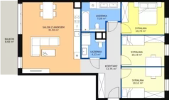 4 pokoje, mieszkanie 87,01 m², piętro 1, oferta nr 7E-1-3, Naramowice Odnova II, Poznań, Naramowice, ul. Bielicowa