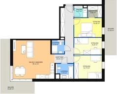 4 pokoje, mieszkanie 90,66 m², piętro 1, oferta nr 7F-1-1, Naramowice Odnova II, Poznań, Naramowice, ul. Bielicowa