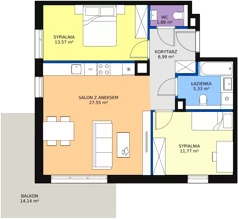 3 pokoje, mieszkanie 67,10 m², piętro 1, oferta nr 8A-1-2, Naramowice Odnova II, Poznań, Naramowice, ul. Bielicowa