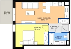 2 pokoje, mieszkanie 42,46 m², piętro 2, oferta nr 8A-2-4, Naramowice Odnova II, Poznań, Naramowice, ul. Bielicowa
