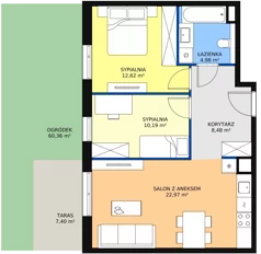 3 pokoje, mieszkanie 59,05 m², parter, oferta nr 8B-0-2, Naramowice Odnova II, Poznań, Naramowice, ul. Bielicowa