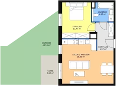 2 pokoje, mieszkanie 50,87 m², parter, oferta nr 8C-0-9, Naramowice Odnova II, Poznań, Naramowice, ul. Bielicowa