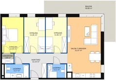 4 pokoje, mieszkanie 90,49 m², piętro 1, oferta nr 8C-1-2, Naramowice Odnova II, Poznań, Naramowice, ul. Bielicowa