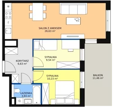 3 pokoje, mieszkanie 56,96 m², piętro 1, oferta nr 8C-1-6, Naramowice Odnova II, Poznań, Naramowice, ul. Bielicowa
