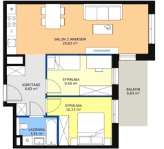 3 pokoje, mieszkanie 56,96 m², piętro 2, oferta nr 8C-2-6, Naramowice Odnova II, Poznań, Naramowice, ul. Bielicowa