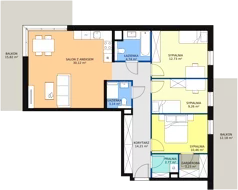 4 pokoje, mieszkanie 90,66 m², piętro 1, oferta nr 8F-1-3, Naramowice Odnova II, Poznań, Naramowice, ul. Bielicowa