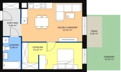 2 pokoje, mieszkanie 48,65 m², piętro 1, oferta nr B6-K2-1-5, Żerniki Na Novo II, Wrocław, Żerniki, ul. Maxa Berga