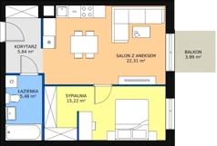 2 pokoje, mieszkanie 48,65 m², piętro 1, oferta nr B6-K2-1-5, Żerniki Na Novo II, Wrocław, Żerniki, ul. Maxa Berga