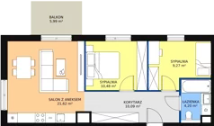 3 pokoje, mieszkanie 55,66 m², piętro 2, oferta nr B6-K2-2-8, Żerniki Na Novo II, Wrocław, Żerniki, ul. Maxa Berga