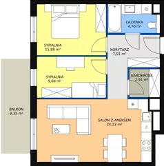 3 pokoje, mieszkanie 61,23 m², piętro 3, oferta nr B6-K1-3-29, Żerniki Na Novo II, Wrocław, Żerniki, ul. Maxa Berga