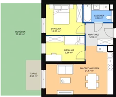 3 pokoje, mieszkanie 48,52 m², piętro 1, oferta nr B7B-K1-1-4, Żerniki Na Novo II, Wrocław, Żerniki, ul. Maxa Berga
