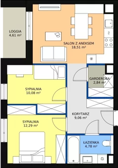3 pokoje, mieszkanie 57,56 m², piętro 1, oferta nr B7A-K1-1-2, Żerniki Na Novo II, Wrocław, Żerniki, ul. Maxa Berga