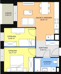 3 pokoje, mieszkanie 47,65 m², piętro 1, oferta nr B7A-K1-1-3, Żerniki Na Novo II, Wrocław, Żerniki, ul. Maxa Berga