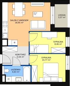 3 pokoje, mieszkanie 48,36 m², piętro 1, oferta nr B7A-K1-1-6, Żerniki Na Novo II, Wrocław, Żerniki, ul. Maxa Berga