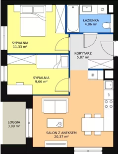 3 pokoje, mieszkanie 52,09 m², piętro 2, oferta nr B7A-K1-2-23, Żerniki Na Novo II, Wrocław, Żerniki, ul. Maxa Berga